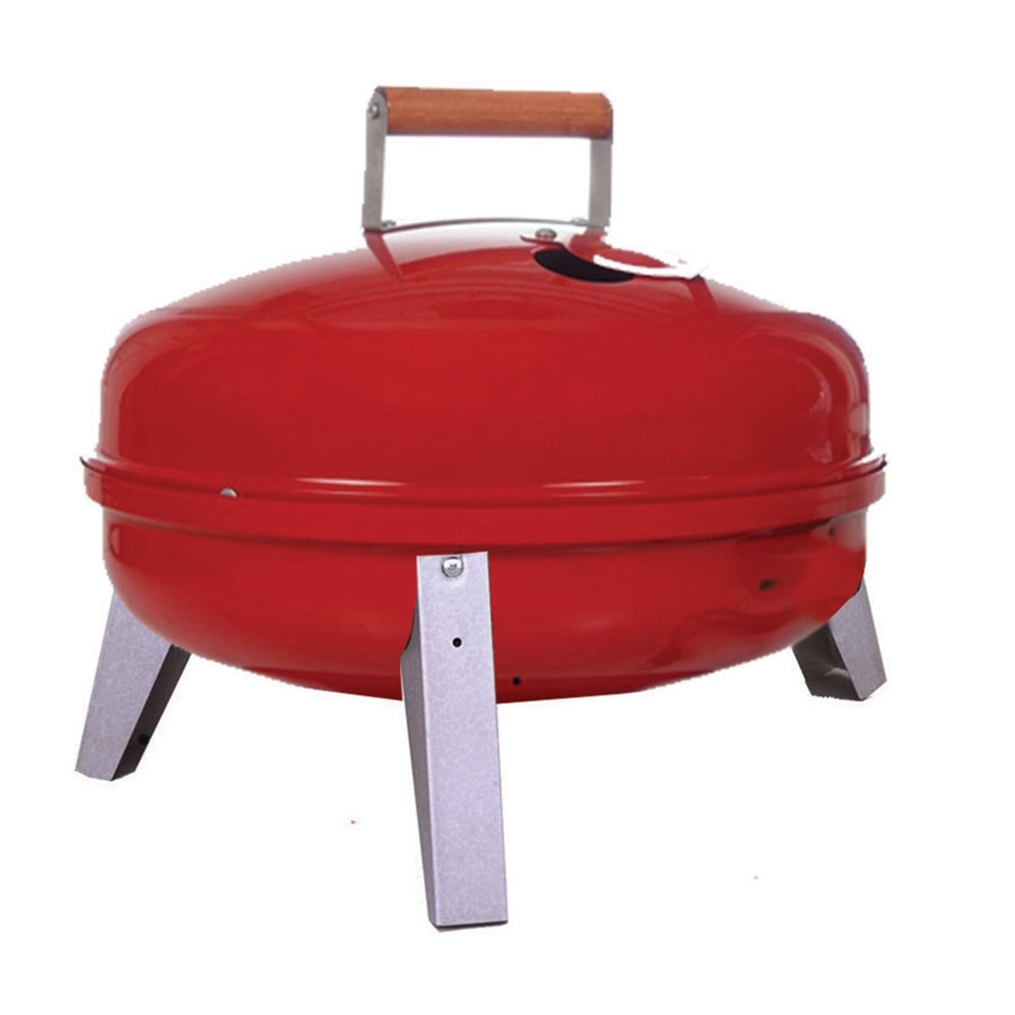 Front. Americana Grills - Americana Lock N Go Portable Charcoal Grill with Locking Hood and Bowl, Red - Red.