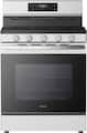 Midea - 30 in. Wide 6.1 cu. ft. 5-Burner Freestanding Gas Range with Sapphire Blue Interior, Self Clean, Air Fry, 18k Dual-Valve - Stainless Steel