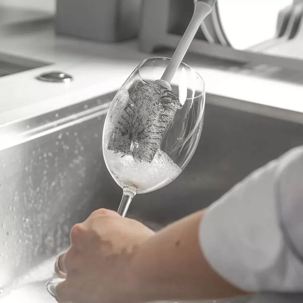 Back. OU - OU Bottle & Glass Brush – Ergonomic, Scratch Free, Deep Cleaning of Cups, Bottles & Glasses.