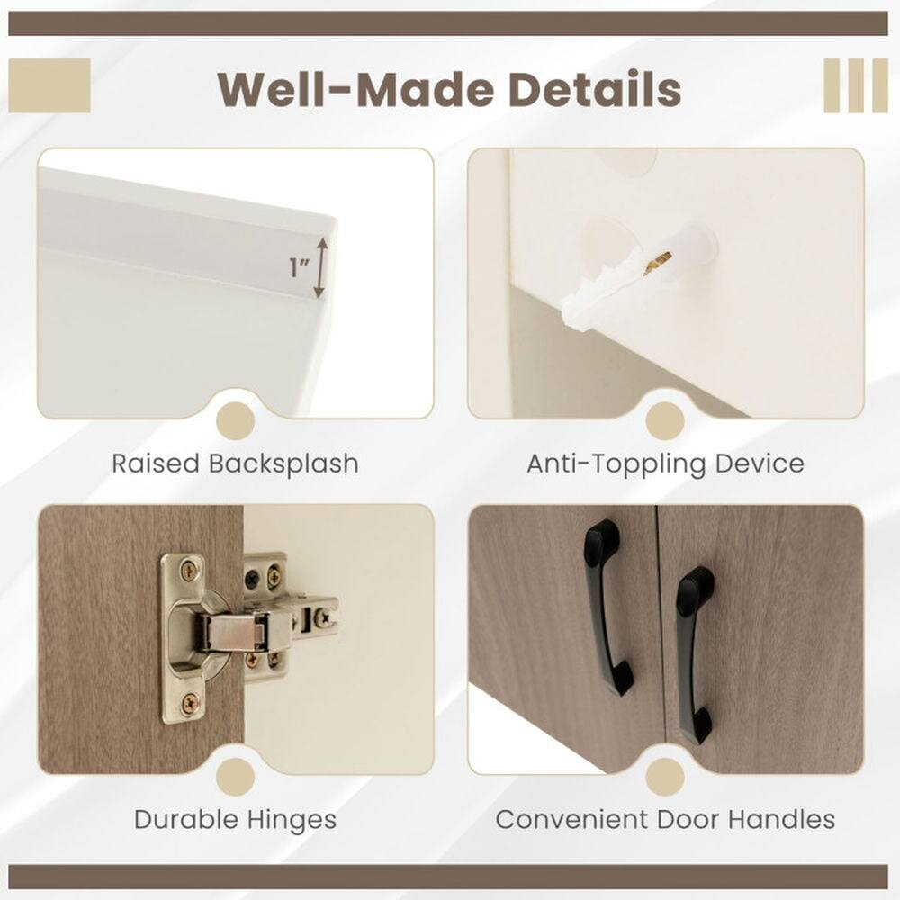 Well-Made Details

1" Raised Backsplash  
Anti-Toppling Device  
Durable Hinges  
Convenient Door Handles