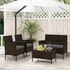 Front. Gymax - Gymax 4 Piece Patio Rattan Conversation Set Outdoor Wicker Furniture Set w/ Chair & Loveseat - Mix Brown, Gray.