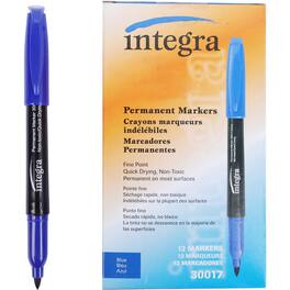 Integra - Permanent Fine Point Markers Fine Marker Point Blue Ink 1 Dozen