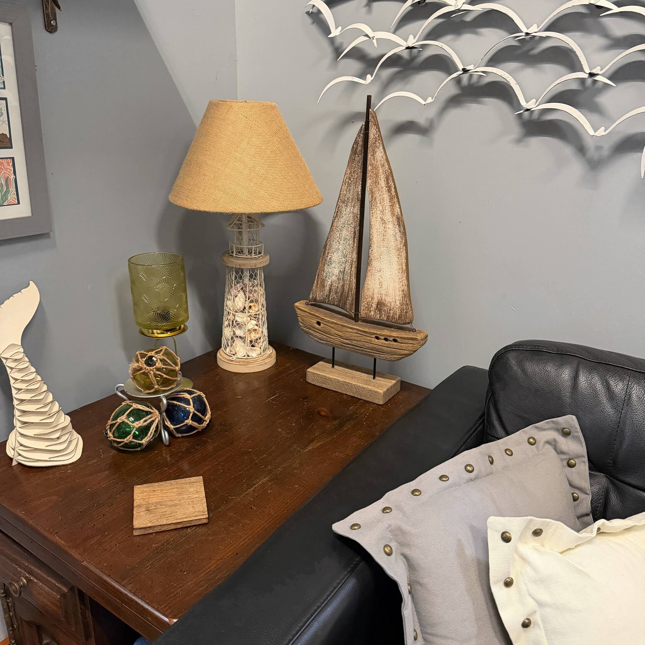 Alt View 4. Things2Die4 - Weathered Wood Sailboat Sculpture 22 Inch Nautical Coastal Tabletop Decor - Natural.