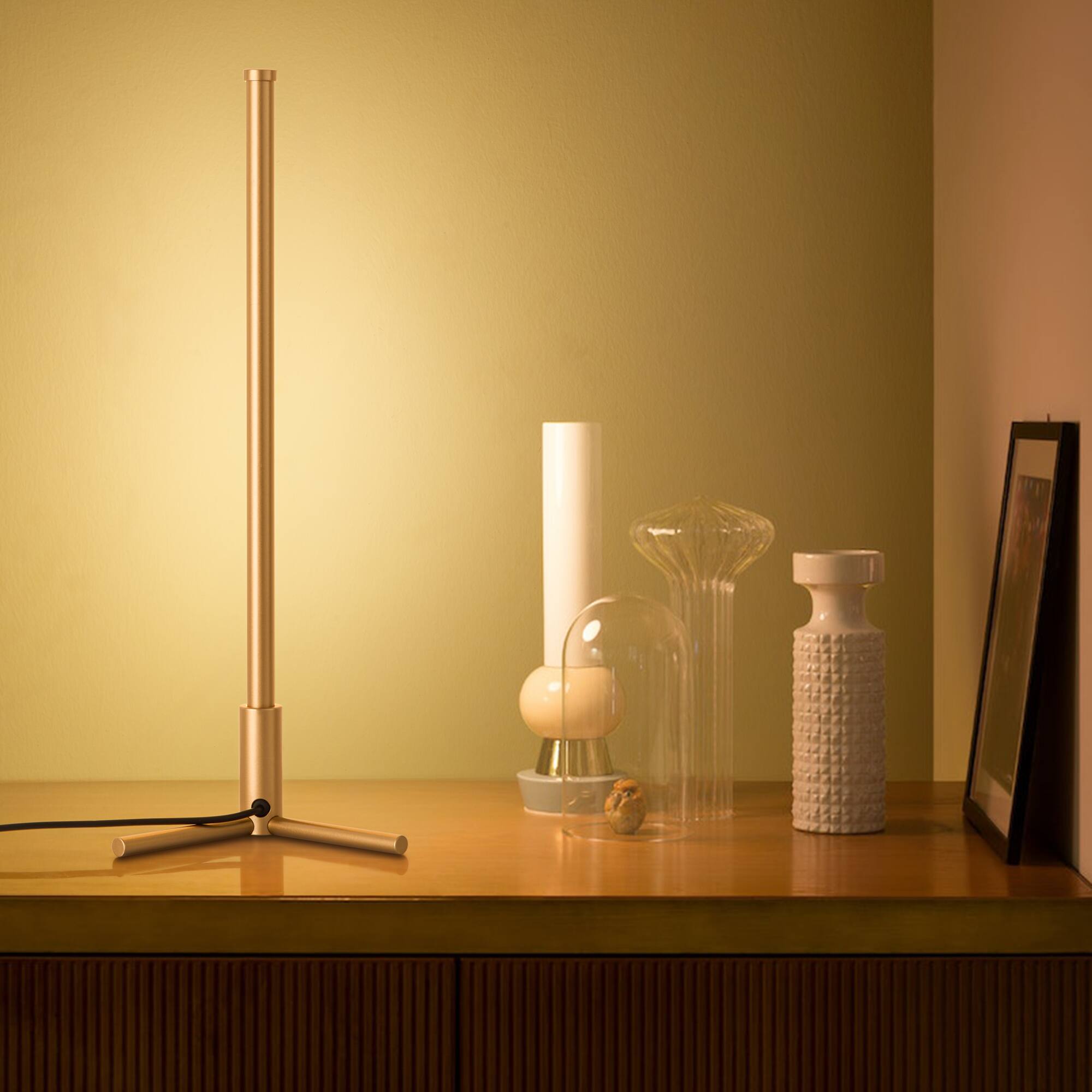 Left. Lamp Depot - Dimmable Minimalist RGB Color-Changing Corner Table Lamp.