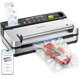 Beelicious - 98kPa Smart Vacuum Sealer with FreshTrack Label Printing & Food Management App - Silver