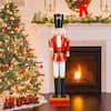 Front. Costway - Costway 4' Christmas Nutcracker with High Hat & Beautiful Scepter, Uniform & Boots for Yard Advent Calendar - Black+Red.
