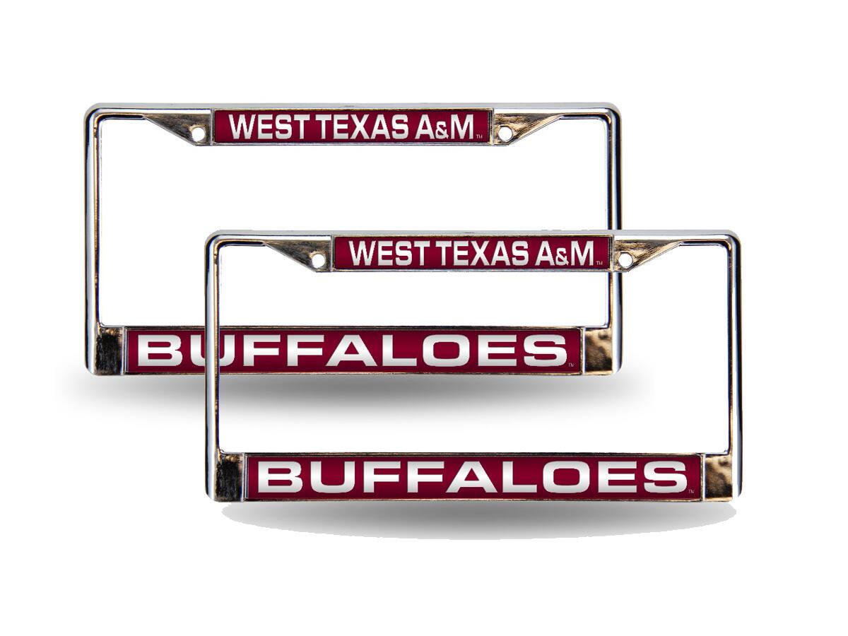 West Texas A&M Buffaloes Chrome Metal Laser Cut License Plate Frame - Set of Two Frames
