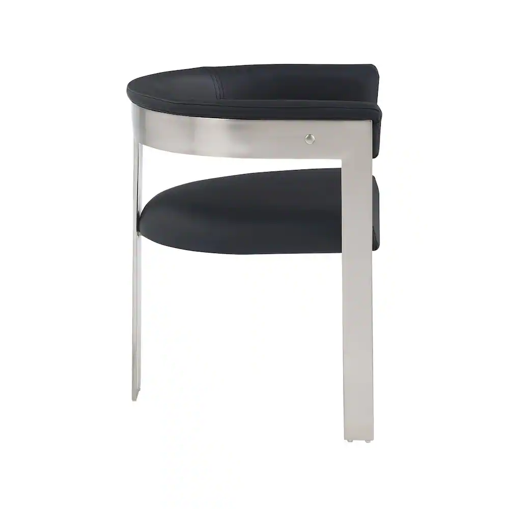 Alt View 3. Meridian Furniture - Romeo Black Vegan Leather Dining Chair, Set of 2 - Black.