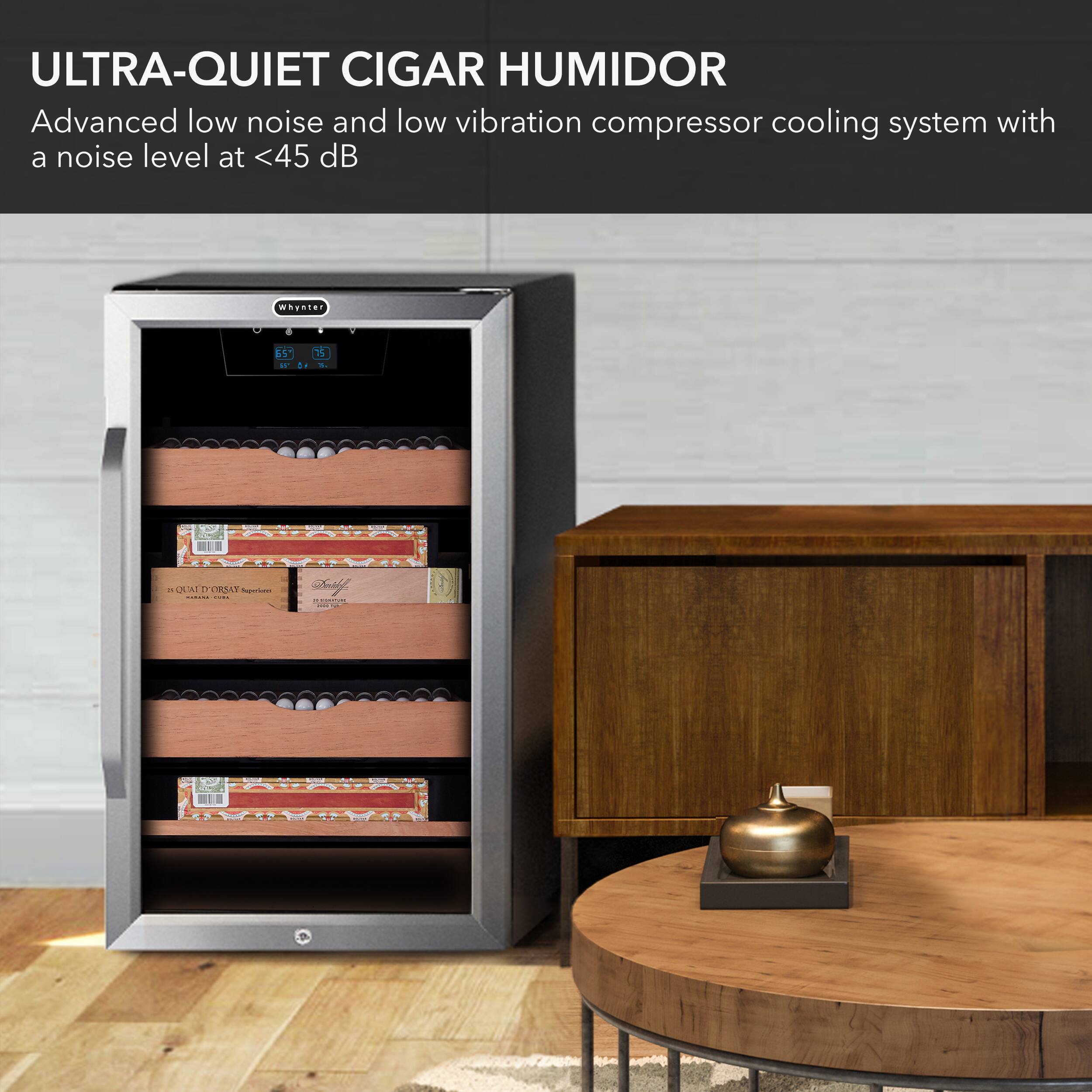 Angle. Whynter - 4.2 cu.ft. Cigar Cabinet Cooler and Humidor with Humidity Temperature Control - Silver.