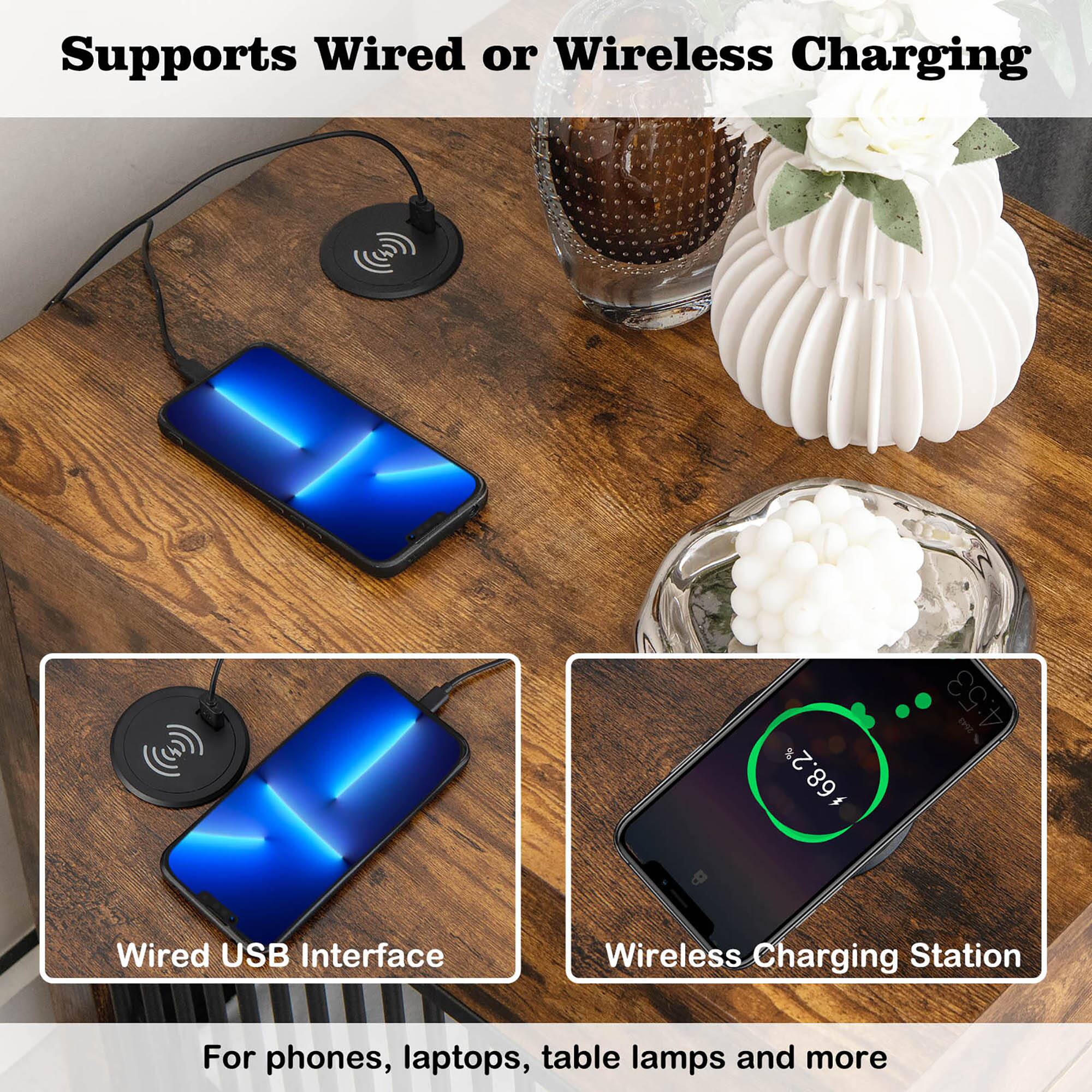 Supports Wired or Wireless Charging

Wired USB Interface

Wireless Charging Station

For phones, laptops, table lamps and more