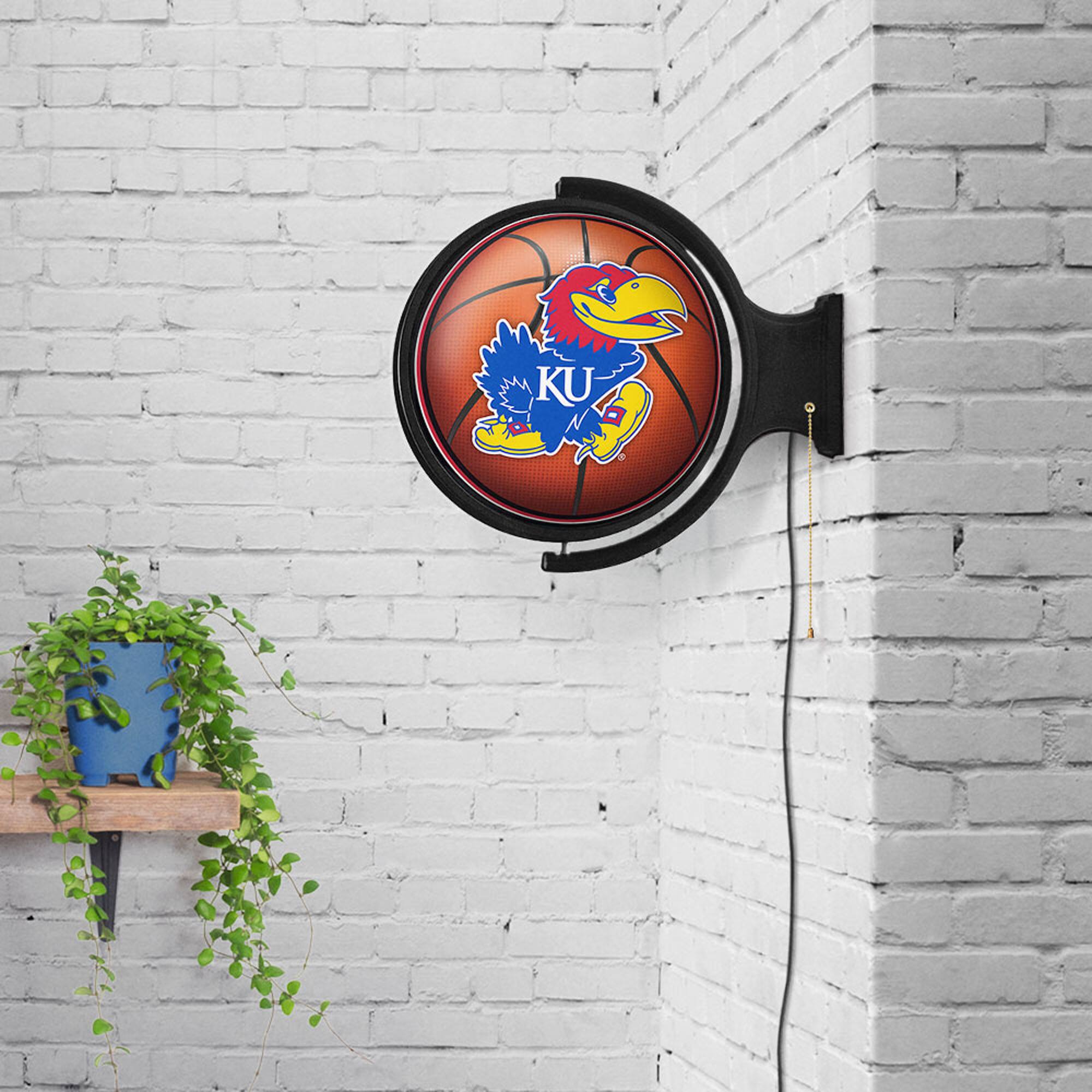 Alt View 2. The Fan-Brand - Kansas Jayhawks Basketball 21'' x 23'' Rotating Lighted Wall Sign - Multicolor.