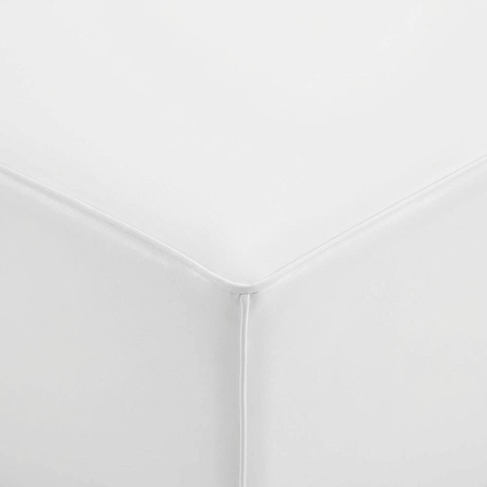 Alt View 1. Outdoor Escape - Outdoor Upholstered Sectional Sofa Ottoman for Patio Lounging - White.