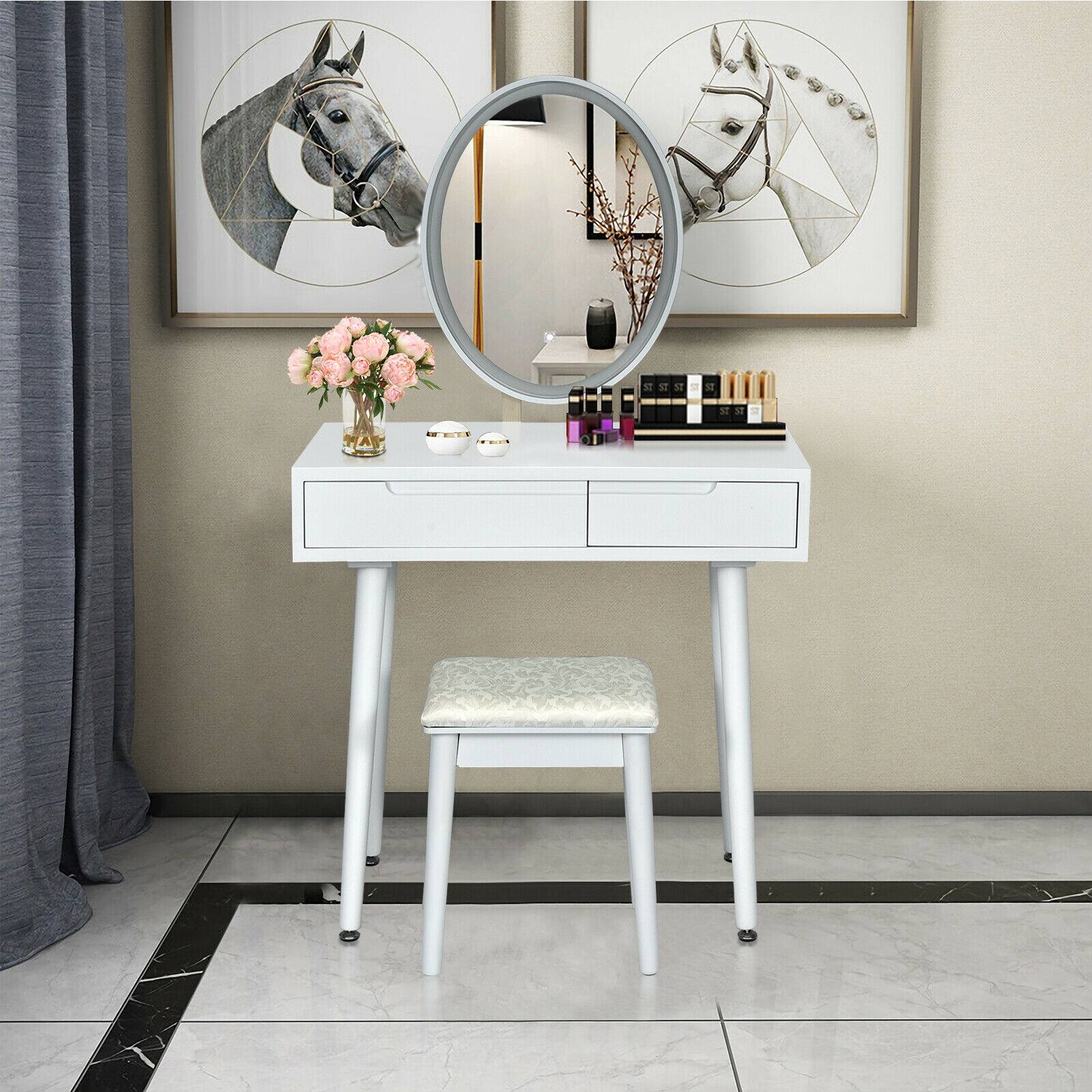 Alt View 8. Ecooso - Touch Screen Vanity Table Set with Lighted Mirror and Comfortable Padded Stool - White.