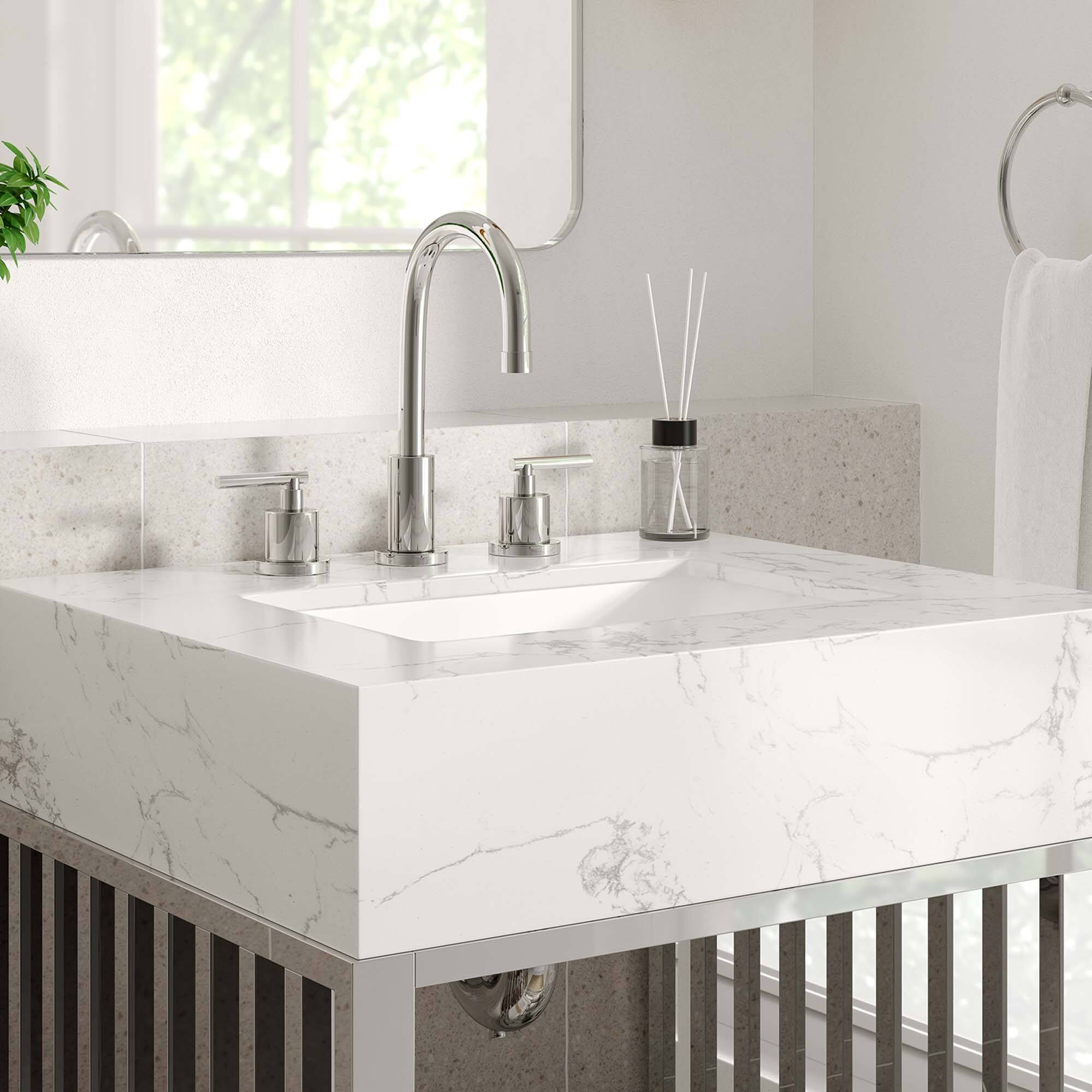 Back. Modway - Gridiron Bathroom Vanity Basin Included by Modway - White Silver.