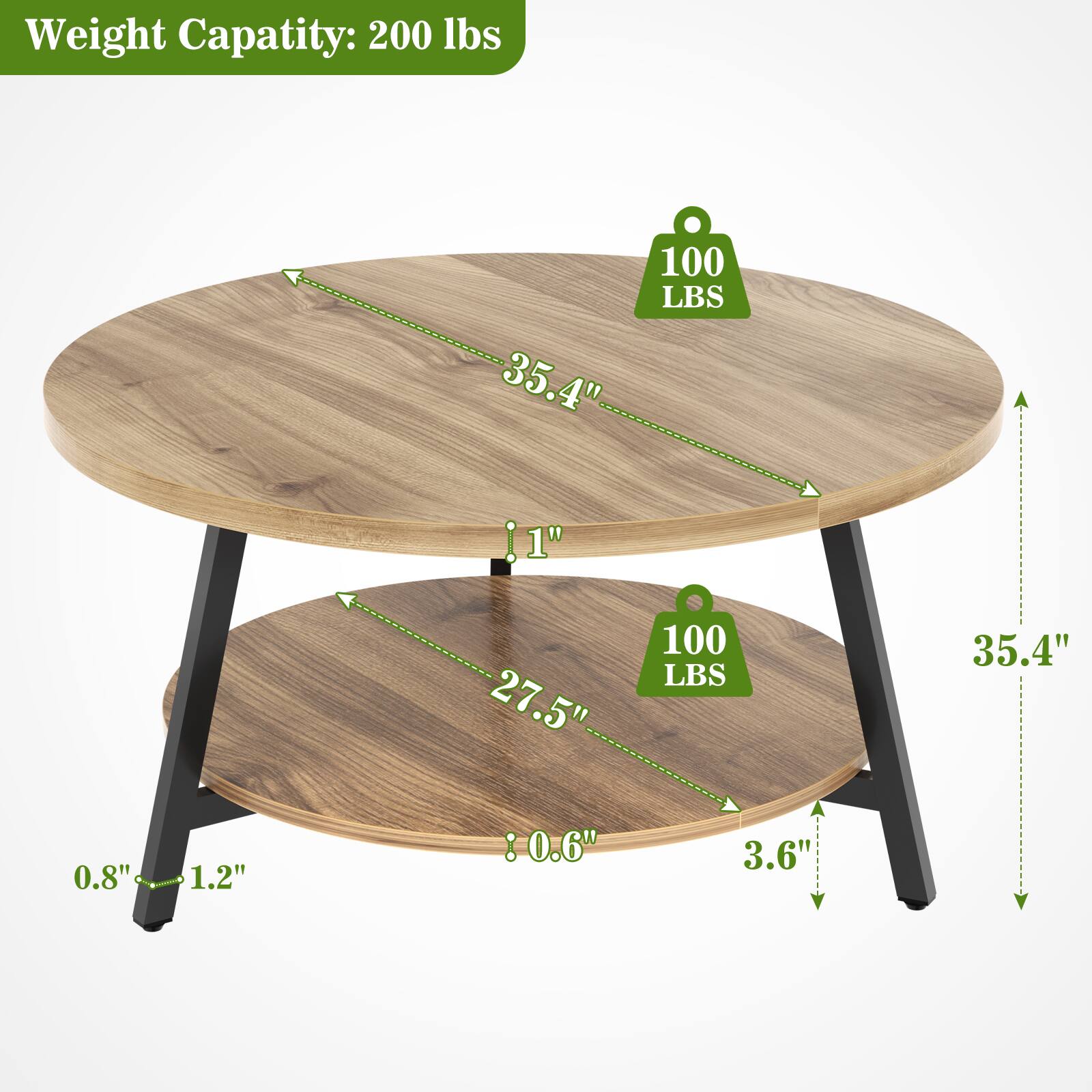 Weight Capacity: 200 lbs

35.4" 100 LBS

1" 27.5" 100 LBS

35.4" 0.8" 1.2" : 0.6" 3.6"