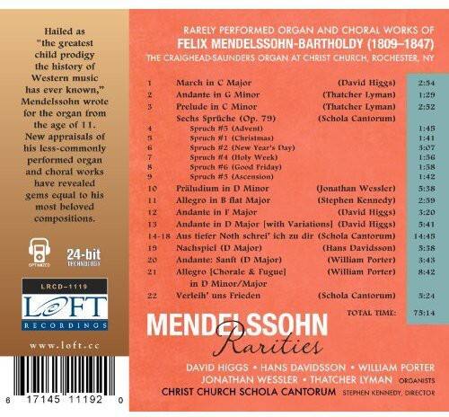 Christ Church Schola Cantorum - Mendelssohn Rarities  - COMPACT DISCS