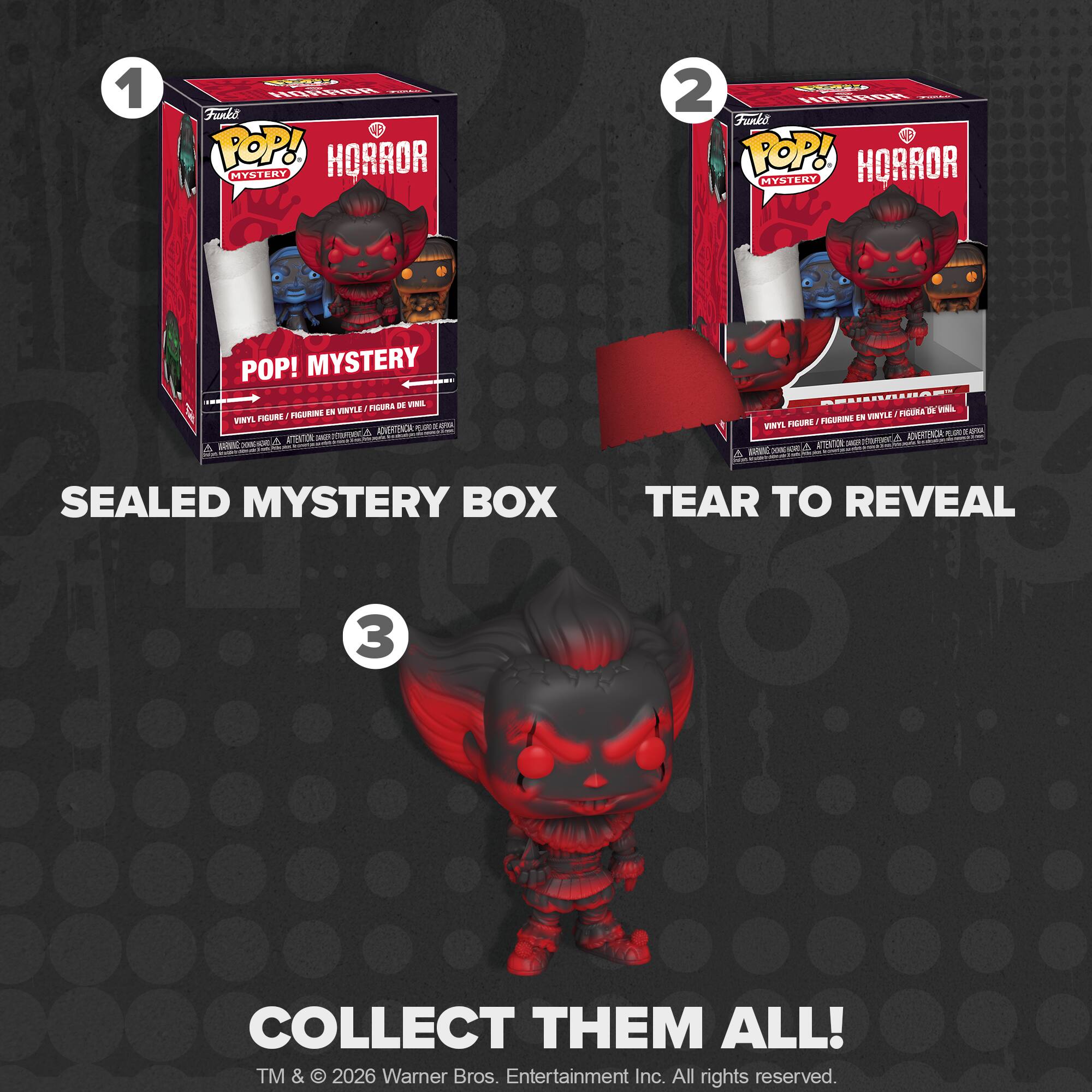 1. HORROR Funko POP! HORROR MYSTERY
2. POP! MYSTERY FIGURA DE DONAL FIGURINE EN VINYLE MINI FIGURE ADIERTELIA 105kcal) A ATENTON A MARINE: ASIGNOMAR DE KINK EN VONYLE FIGURA FIGURE I FIGURINE DON'YL ADVERTEICA: F A ATTENTION RF 1204 HIGHT AM PER SEALED MYSTERY BOX
3. COLLECT THEM ALL! TM & © 2026 Warner Bros. Entertainment Inc. All rights reserved.