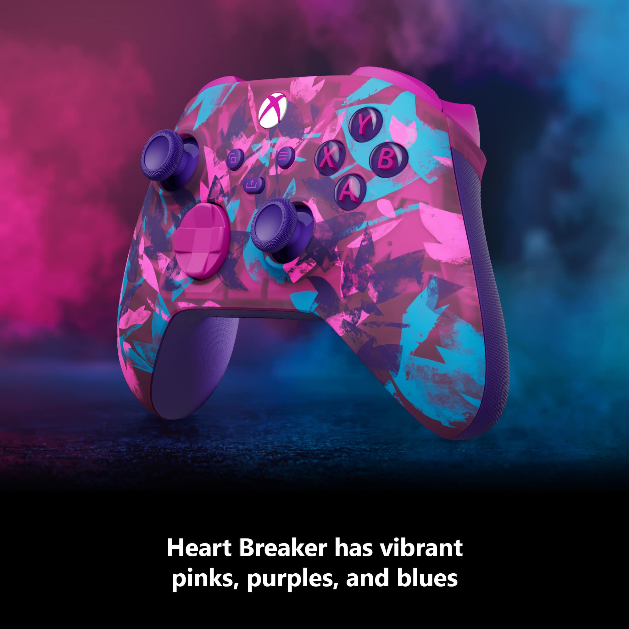 Heart Breaker has vibrant pinks, purples, and blues