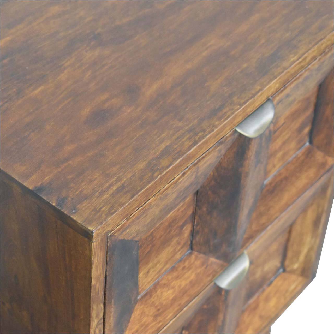 Alt View 2. Artisan Furniture - Artisan Furniture Solid Wood Quad Nightstand, 2 Drawers, Nordic Legs, Chestnut, Dark Brown - Chestnut.