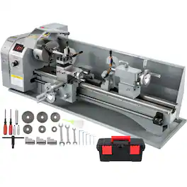 VEVOR - Metal Lathe 8.7 x 29.5 Inch/220 x 750MM Mini Metal Lathe 1.1KW Infinitely Variable Speed Mini Lathe Machine LED Screen - Gray