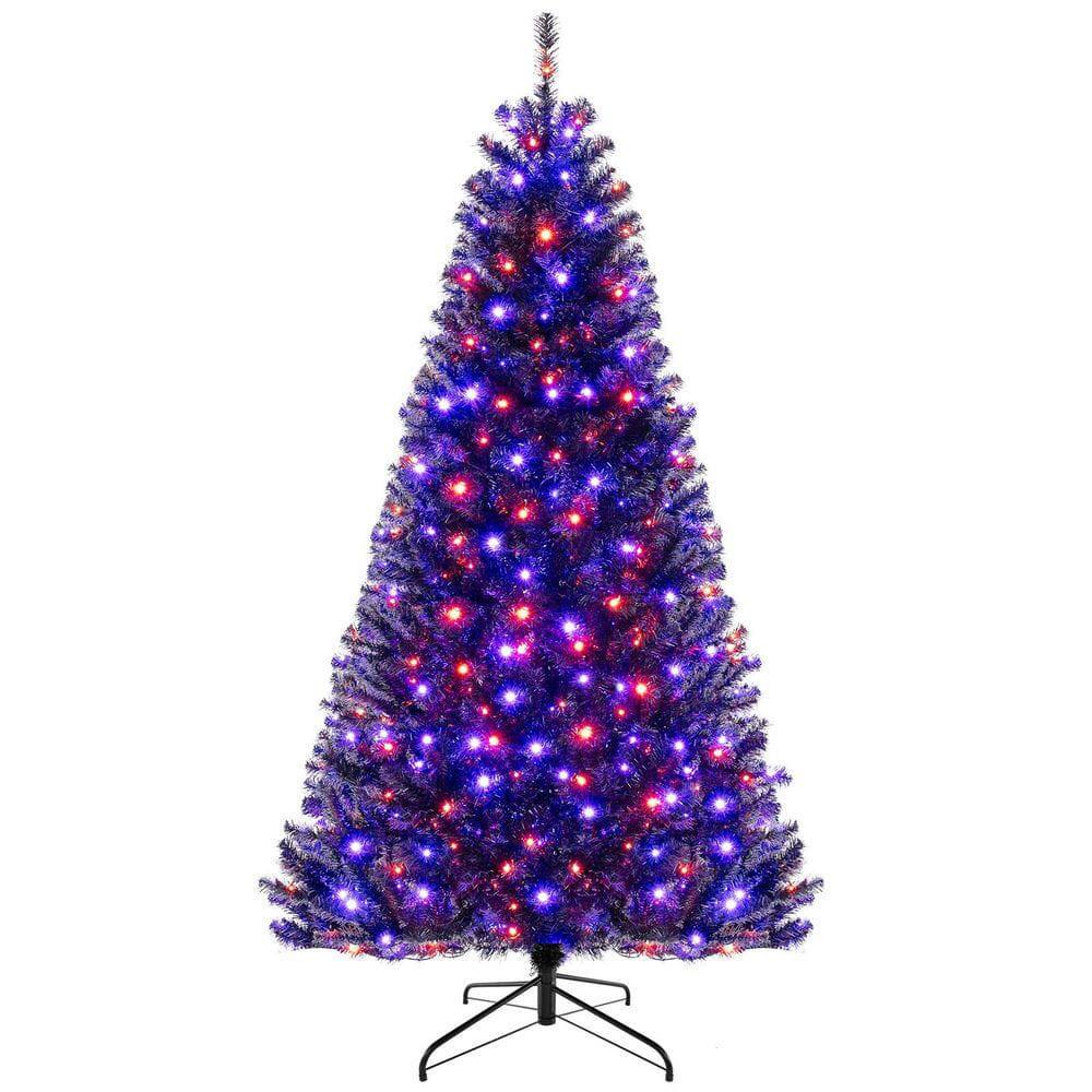 Resenkos - 8-Ft Artificial Halloween Christmas Tree with Sounds - Black