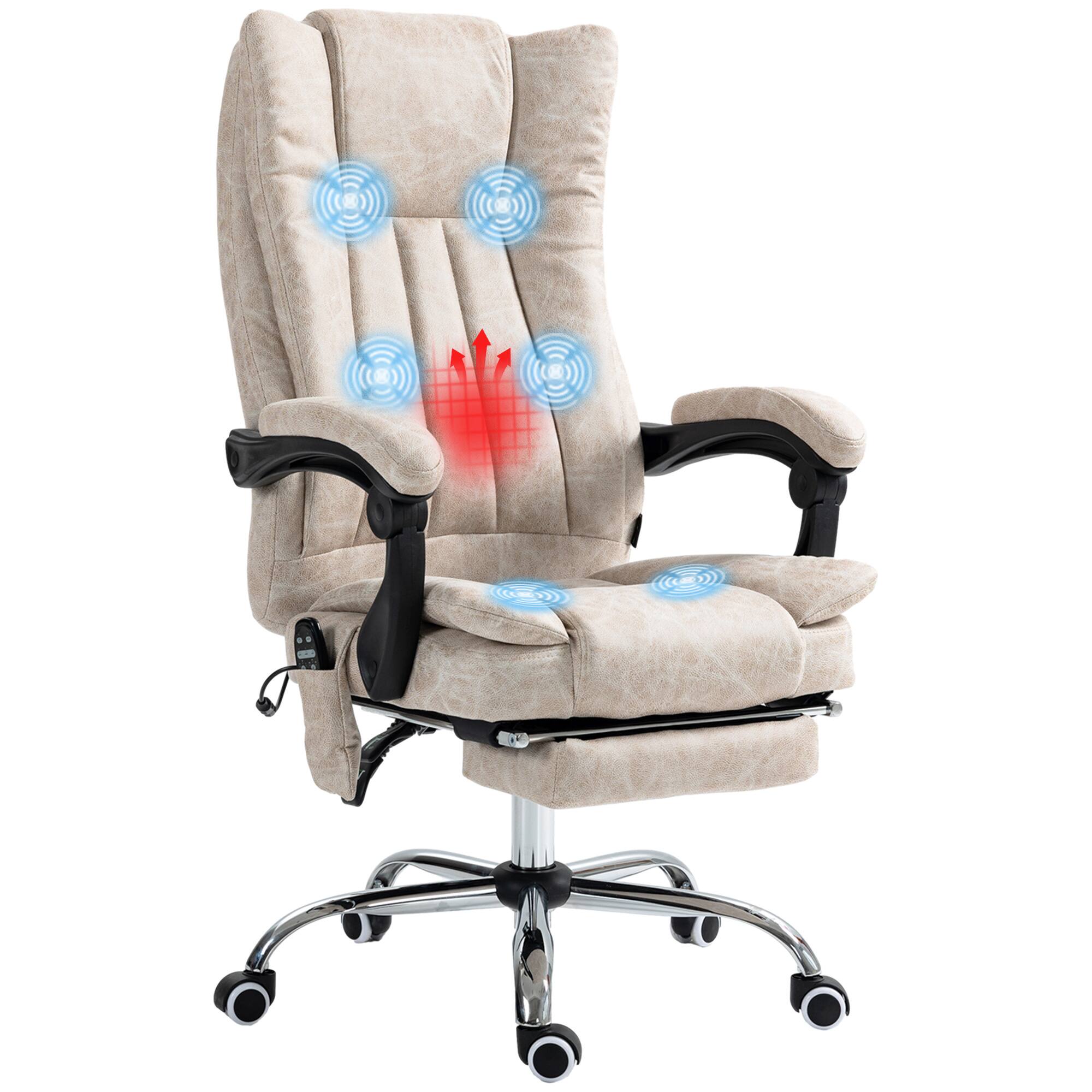 Front. Vinsetto - 6 Point Vibration Massage Office Chair, High Back Computer Chair with Heat, Adjustable Height - Cream White.