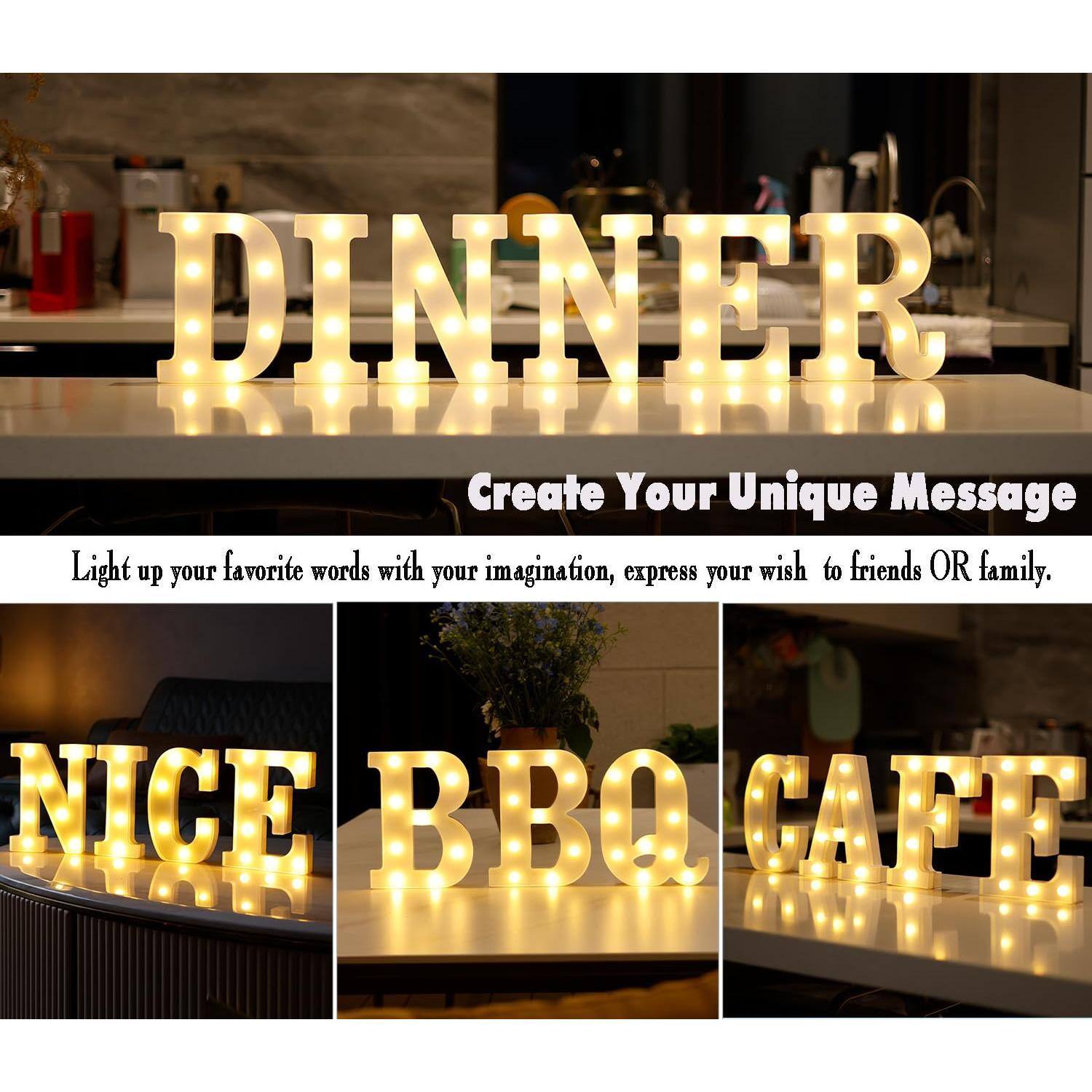 DINNER

Create Your Unique Message

Light up your favorite words with your imagination, express your wish to friends OR family.

NICE BBQ CAFE