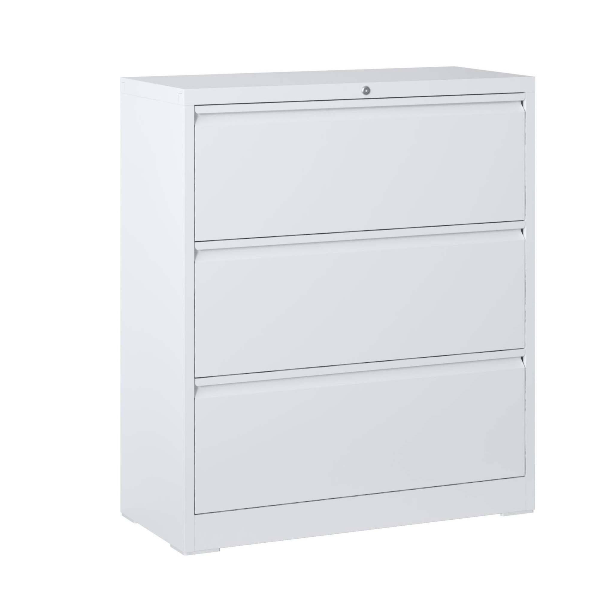 Alt View 6. GOODSILO - Lateral Filing Cabinet with Locking Security for Legal/Letter Documents - 3 Drawers​ - White.