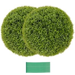 Gymax - 2 PCS 20'' Faux Boxwood Topiary Balls w/ Sun-Protective PE Leaves Indoor Outdoor - Green