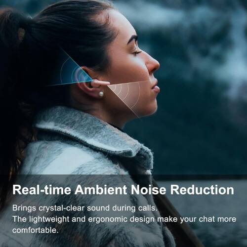 Real-time Ambient Noise Reduction  
Brings crystal-clear sound during calls.  
The lightweight and ergonomic design make your chat more comfortable.