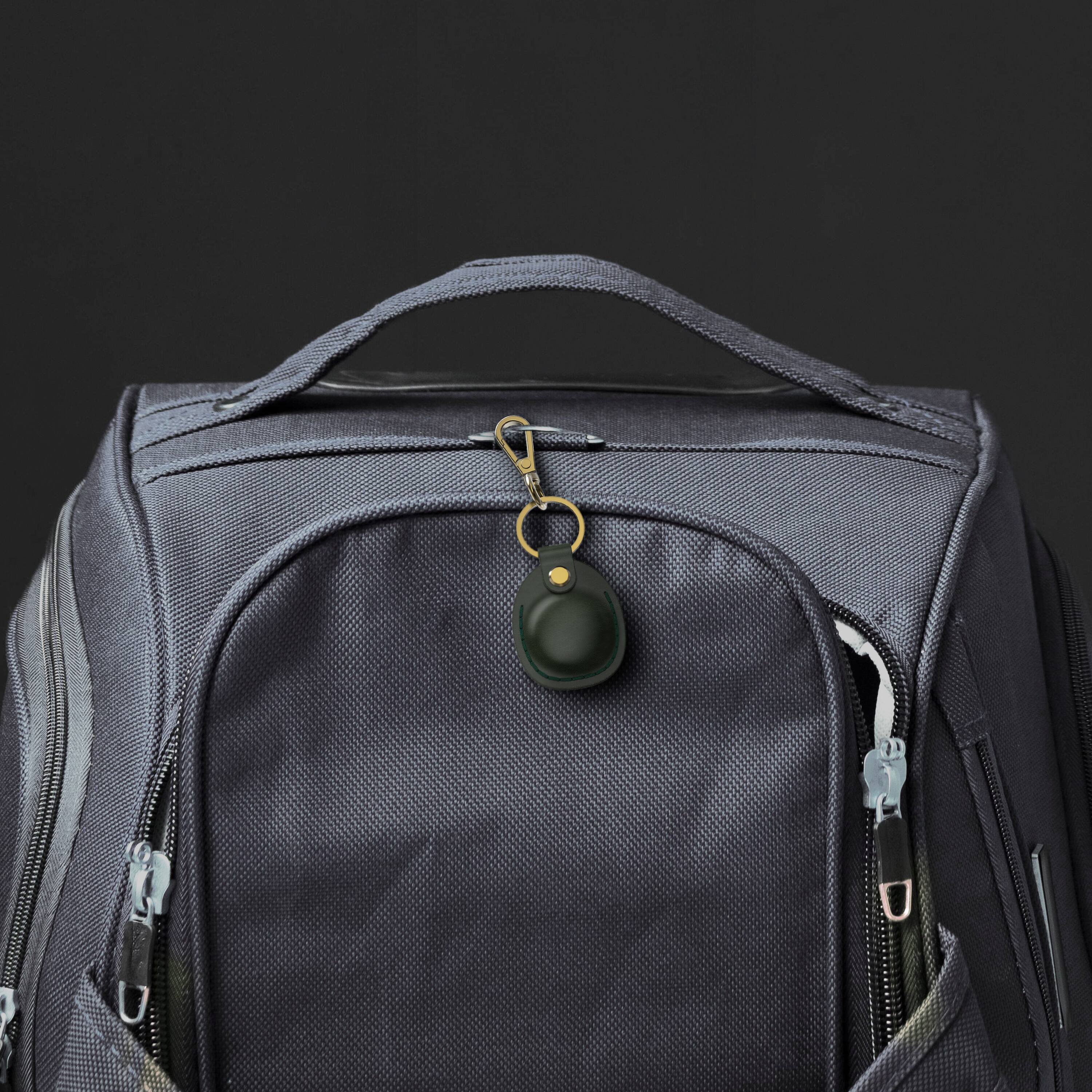 Angle. Vena - For Apple AirTag Holder, AirTag Keychain Genuine Leather, AirTag Case Cover For Pet Dog Cat Collar Luggage, Green - Green.