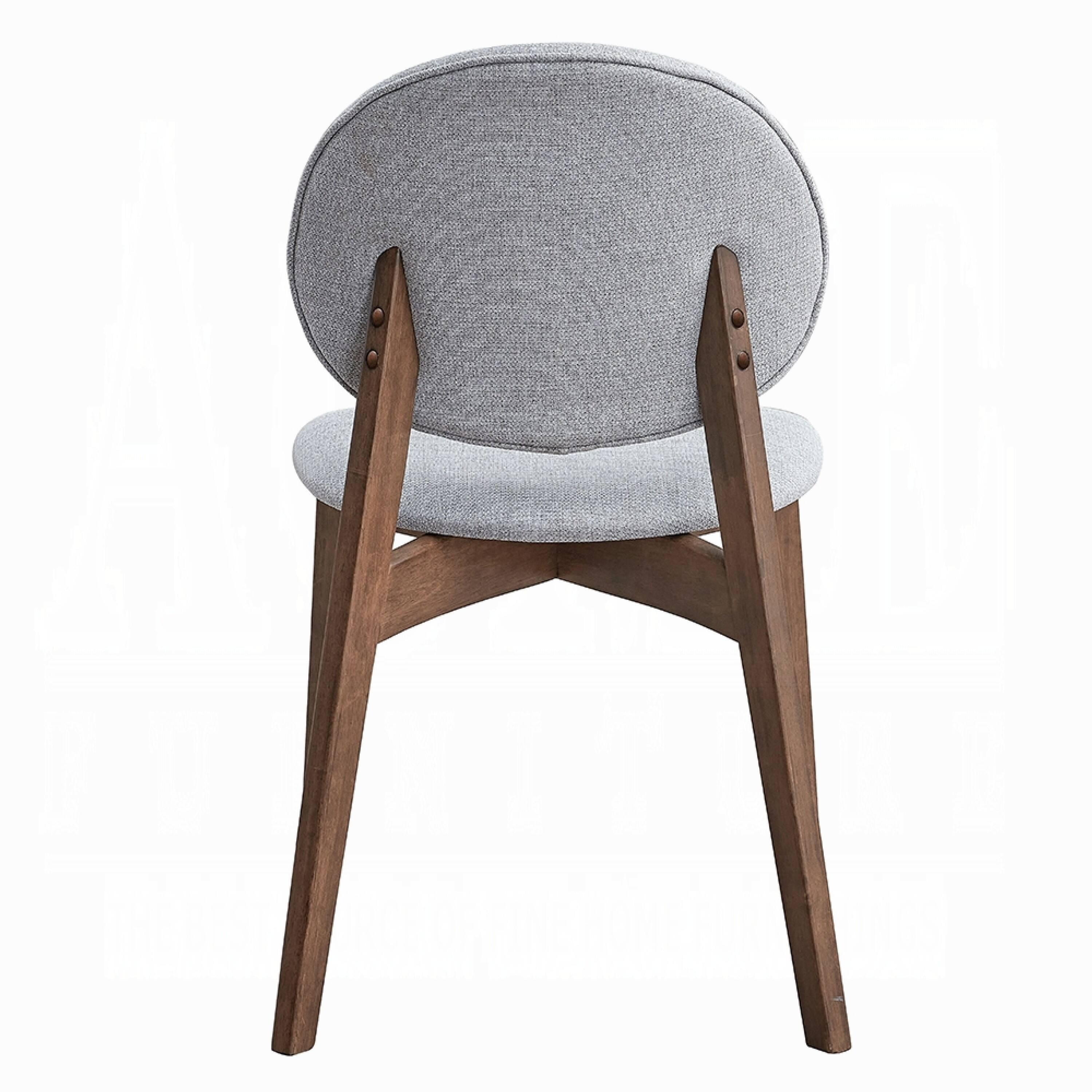 Alt View 2. Manhattan Lane - Hamza Side Dining Chair Set of 2, Light Gray Linen - Gray, Walnut Brown.