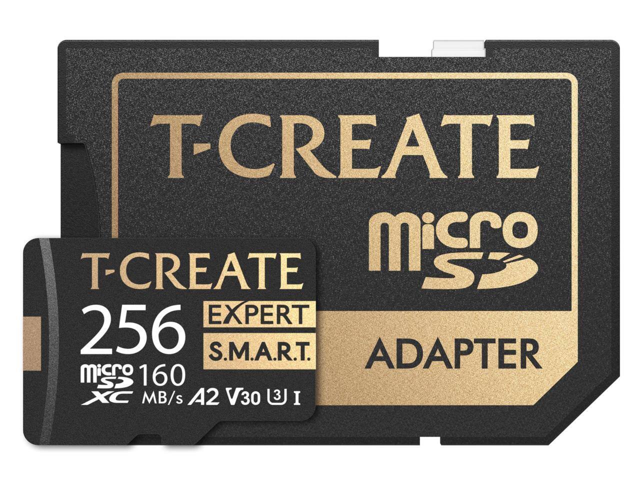 T-CREATE  
Micro SD  
256 GB  
EXPERT  
S.M.A.R.T.  
microSDXC  
160 MB/s  
A2 V30  
I  
ADAPTER