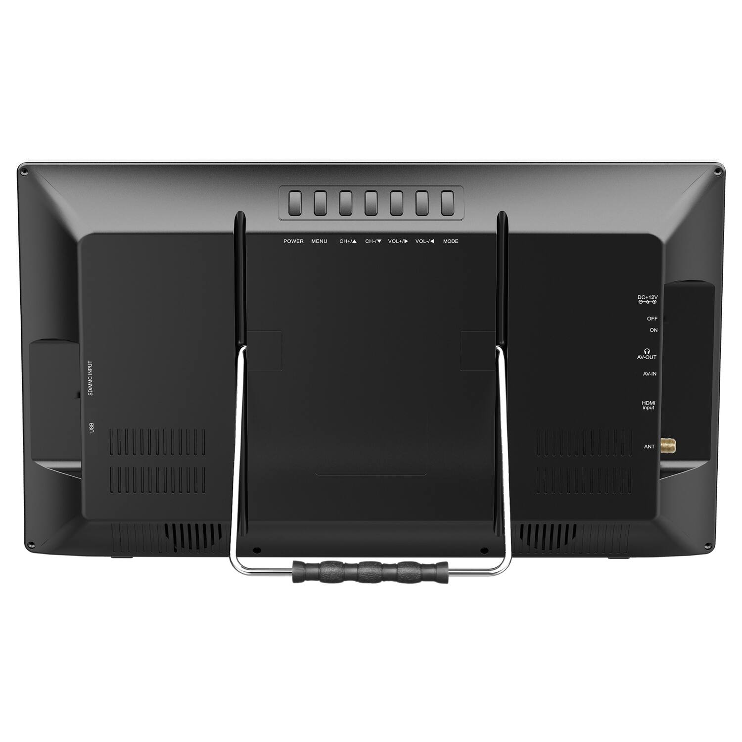 Sure, here is the corrected and grouped text from the image:

- POWER MENU CHINA CHINA
- VOL+ VOL- MODE
- DC-12V OFF ON
- AV-IN
- HDMI input
- ANT
- OUT