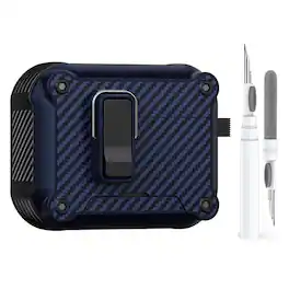 Dteck - Rugged Case for Airpods Pro 2nd Gen (2022) Heavy Duty Drop Protective Magnetic Lock Cover With Keychain + Clean Kit Pen - Darkblue