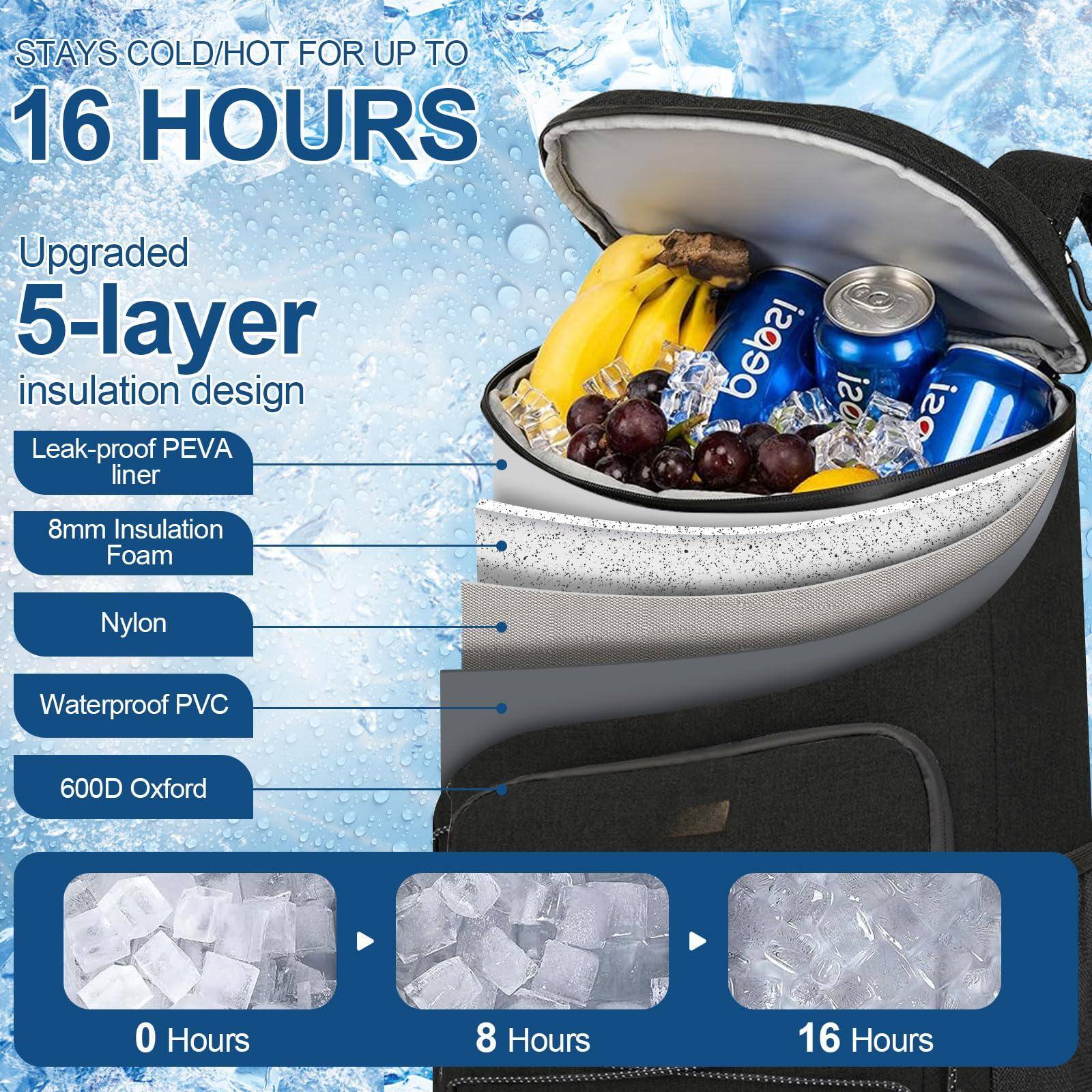 Live At Space Expandable Backpack Coolers Insulated Leak Proof 36 48 Cans Double Deck Cooler Waterproof Soft Lightweight Portable Grey 48 Can Extra Large - View #9