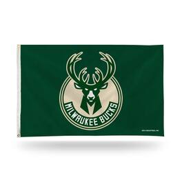 Rico Industries - Milwaukee Bucks NBA 3X5 Indoor or Outdoor Banner Flag with grommets for hanging - Multi