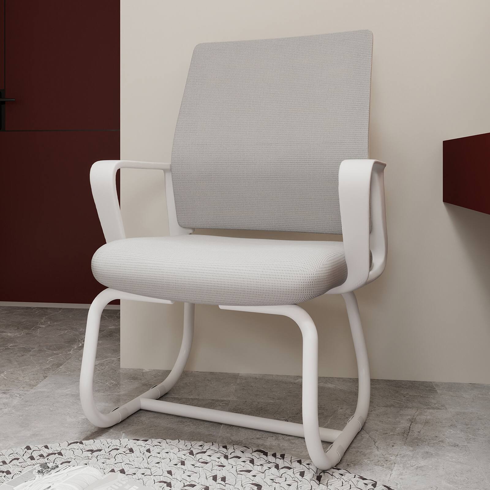 Angle. Spaco - Modern Minimalist Office Gaming Chair, Metal Frame, Ultra Comfort, Home Office Use - White-1.