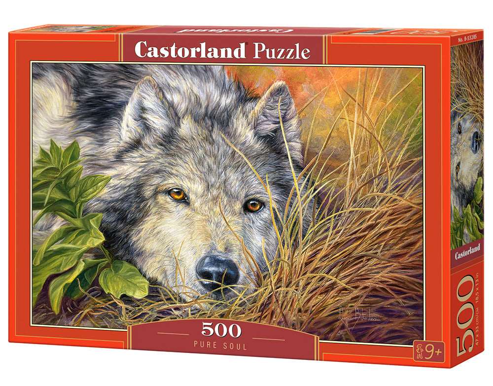 500 Piece Jigsaw Puzzle, Pure Soul, Animal puzzle, Wolf, Nature puzzle, Adult Puzzles, Castorland B-53285 - Red