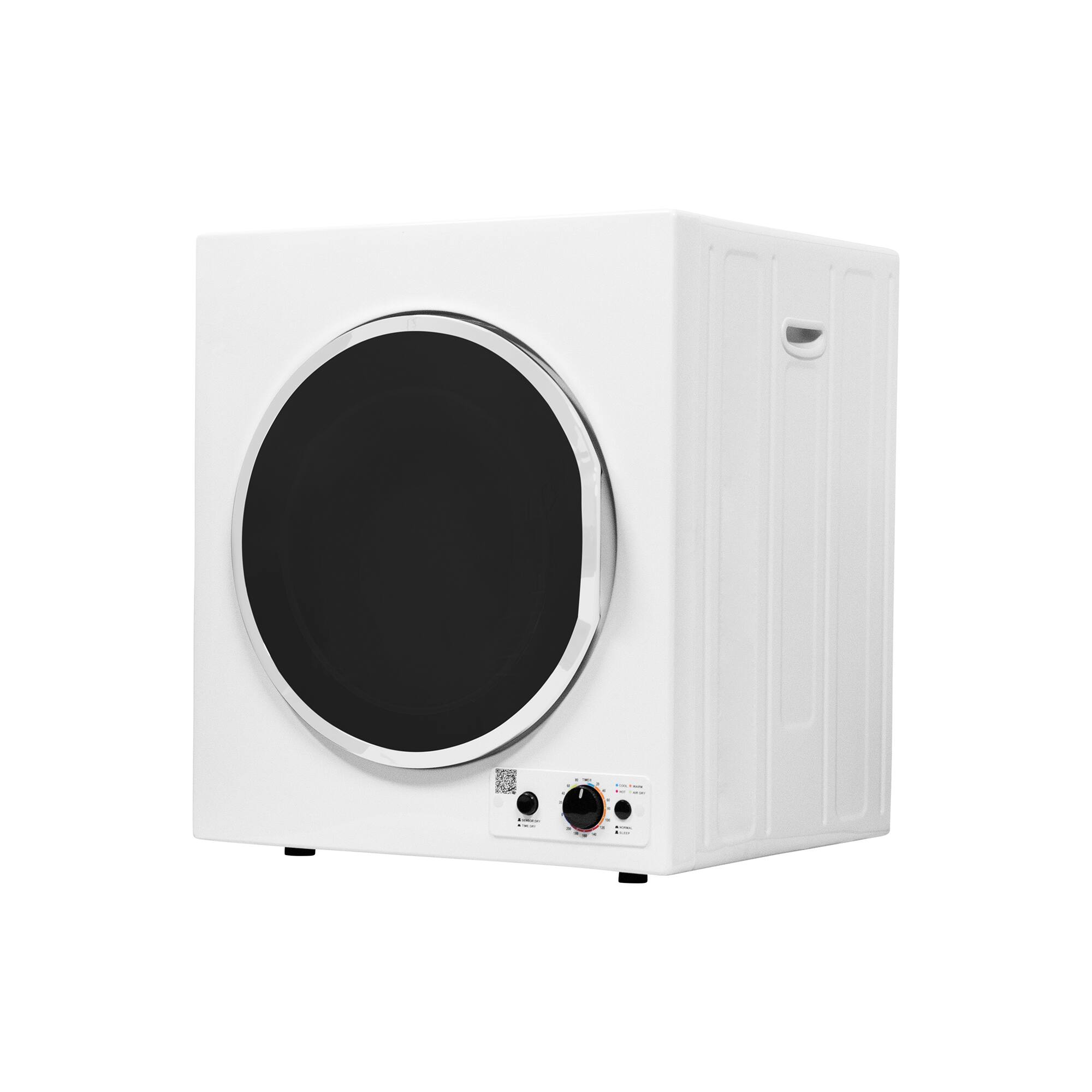 Left. Equator - Equator ED 850 S Compact 3.5 cu. ft./13lbs Vented Sensor Electric Dryer Knob Control w/ Sleep Mode 110V/1500W - White.