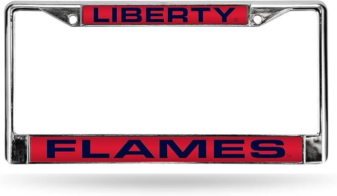 Liberty Flames Chrome Metal Laser Cut License Plate Frame