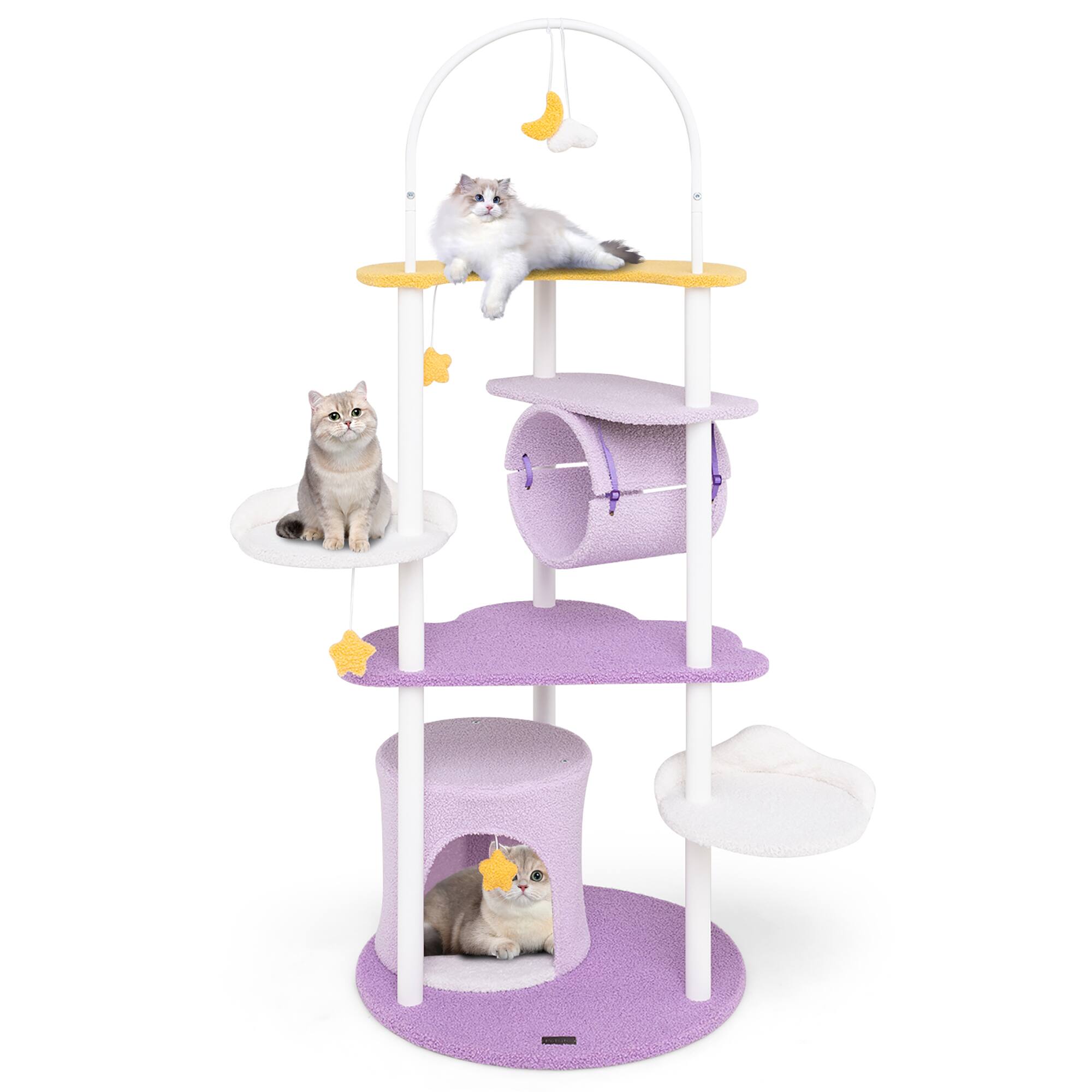 Alt View 9. Gymax - Gymax 62'' Multi-level Cat Tree w/ Moon-Shaped Top Perch Cloud-Shaped Jumping Platform.