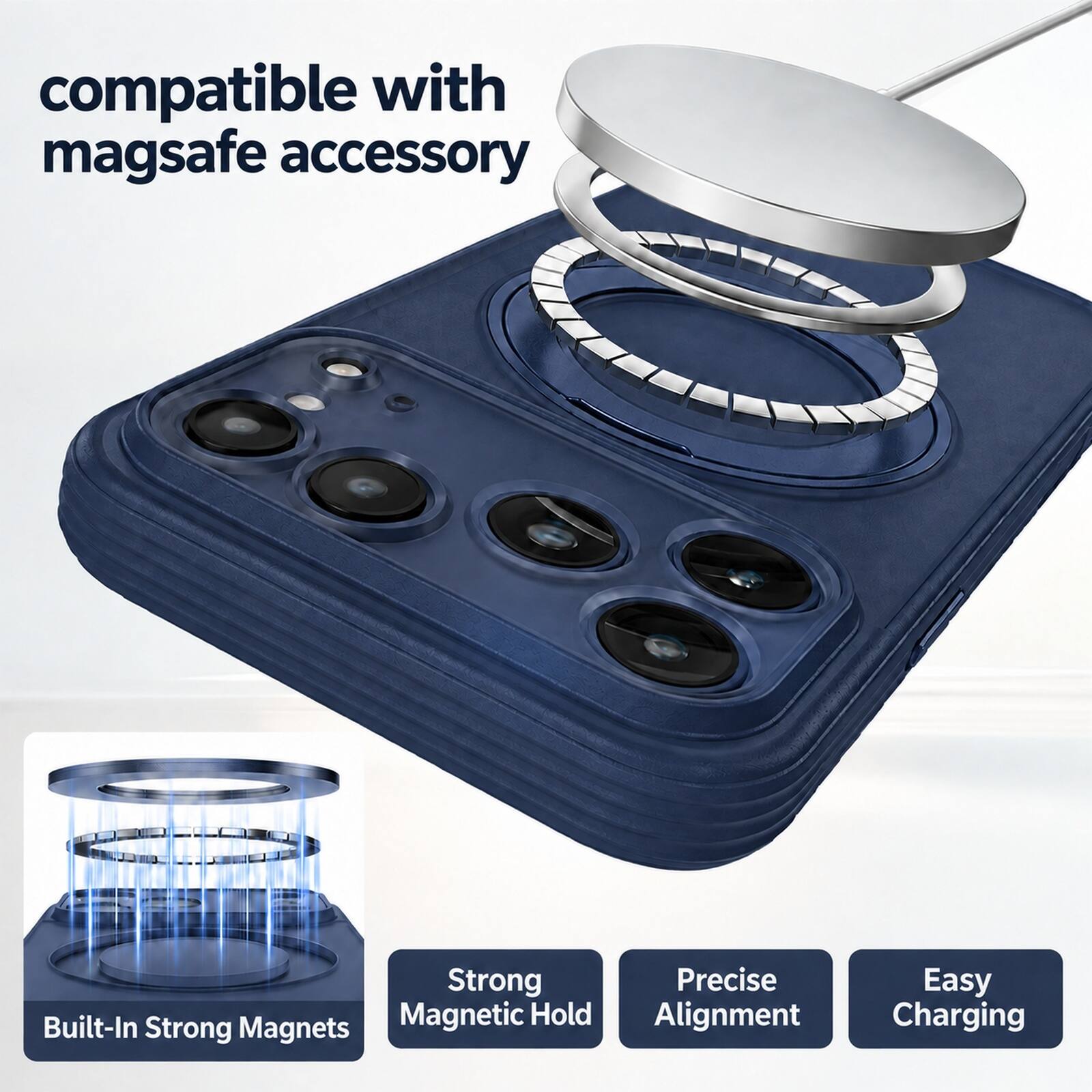 compatible with mag safe accessory

Strong Precise Magnetic Hold Alignment Built-In Strong Magnets

Easy Charging