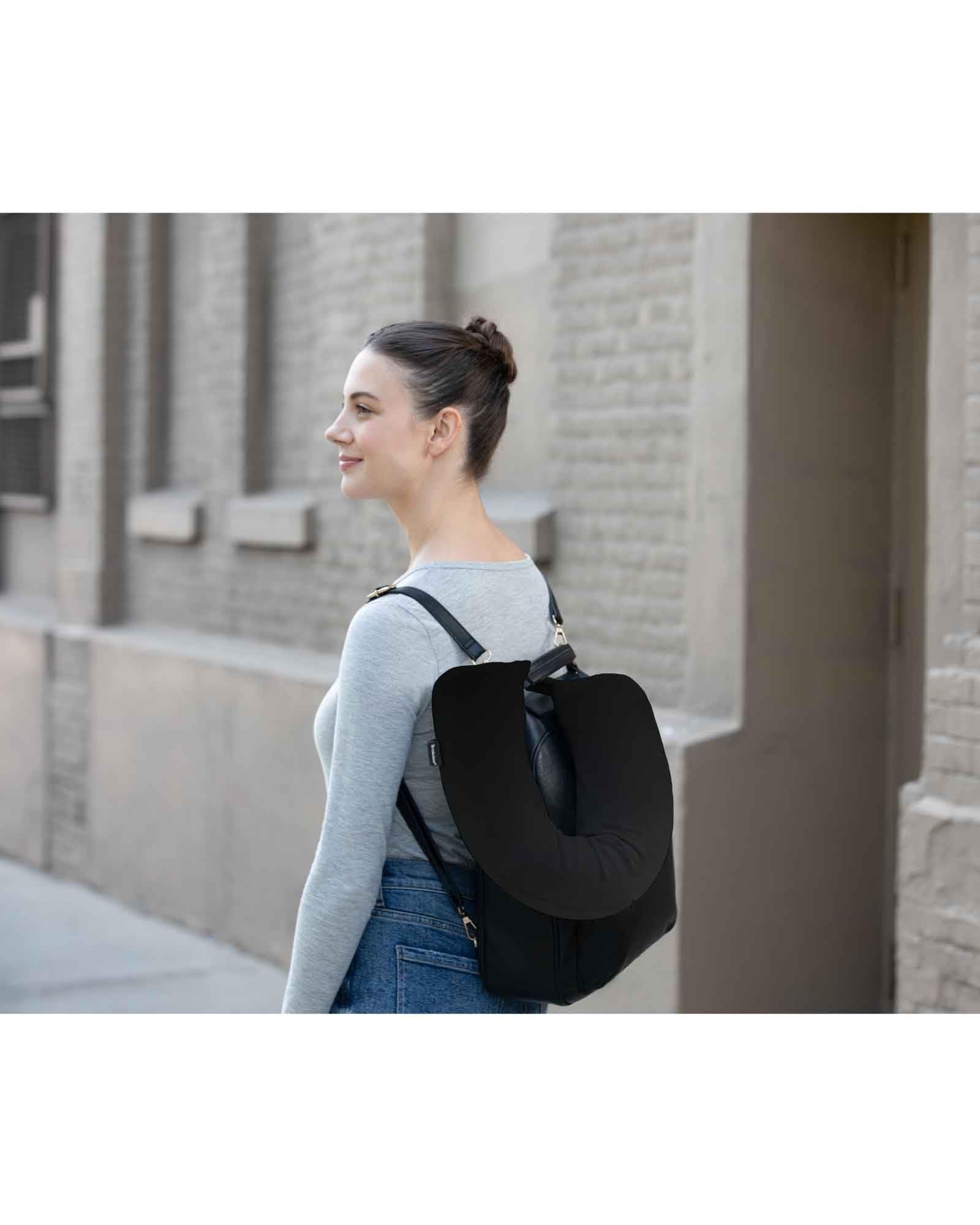 Alt View 3. Fabibe - Free Form Travel Pillow - Lightweight Flexible Memory Foam Neck For Sleeping Car Airplane & Support Size: One Size Black - Grey One Size.