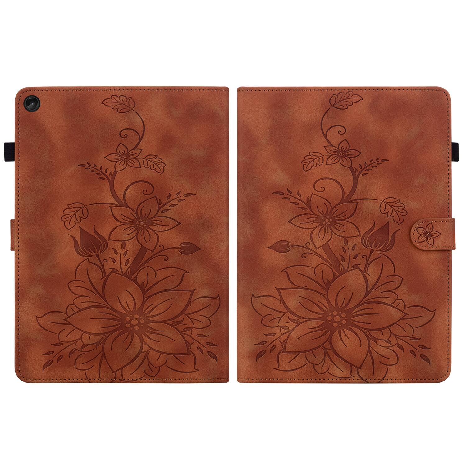 Alt View 3. Dteck - Case for Lenovo Tab M10 Plus (3rd Gen) 10.6-inch 2022 with Card Holder Kickstand,Embossed Pattern PU Leather Flip Cover - Brown.