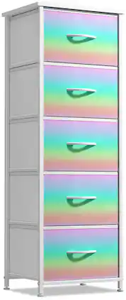 Sorbus - Nightstand with 5 Drawers, Tall Storage Dresser Tower Organizer for Bedroom, Hallway, Closet, College Dorm - Multicolor