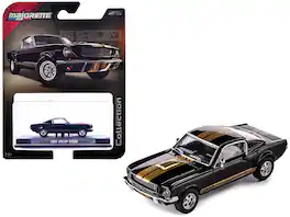 1965 Shelby GT350 Stripes "Collection" Series 1/64 Diecast Model Car by Majorette - Black with Gold