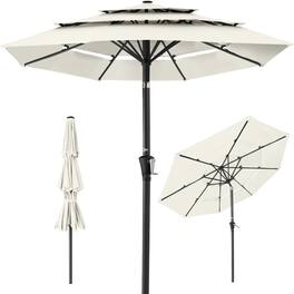 Best Choice Products - 10ft 3-Tier Patio Umbrella, Market Sun Shade w/ Tilt Adjustment, Easy Crank - Ivory