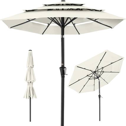 Front. Best Choice Products - Best Choice Products 10ft 3-Tier Patio Umbrella, Market Sun Shade w/ Tilt Adjustment, Easy Crank - Ivory - Ivory.