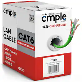 Cmple.com - Cmple - Cat6 Plenum Ethernet Cable 1000ft, 550MHz 10Gbps 23AWG UTP CMP Network Cat 6 Cable Bulk - Green